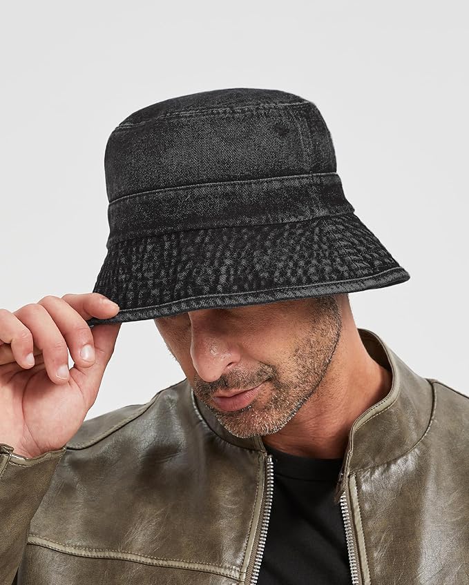 Zylioo XXL XL L M Denim Bucket Sun Hat,Oversized Jean Fisherman Hats,Adjustable Packable Summer Travel Hats