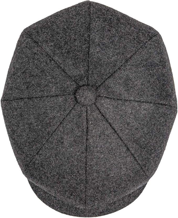 Men Wool Blend 8 Panel Newsboy Cap Tweed Cabbie Hat Snap Brim