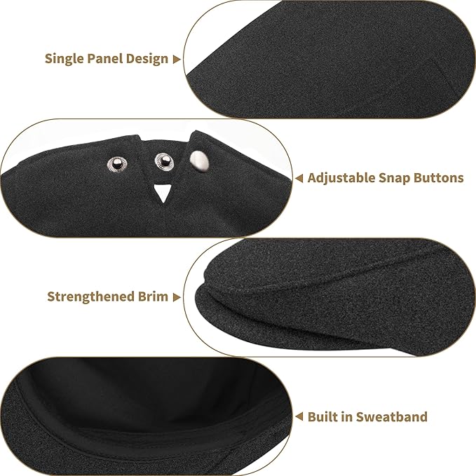 Men's Adjustable Newsboy Hat Classic Flat Gatsby Cabbie Ivy Cap for Golf Driving Winter