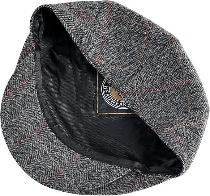 VOBOOM Men's Herringbone Flat Ivy Newsboy Hat Wool Blend Gatsby Cabbie Cap