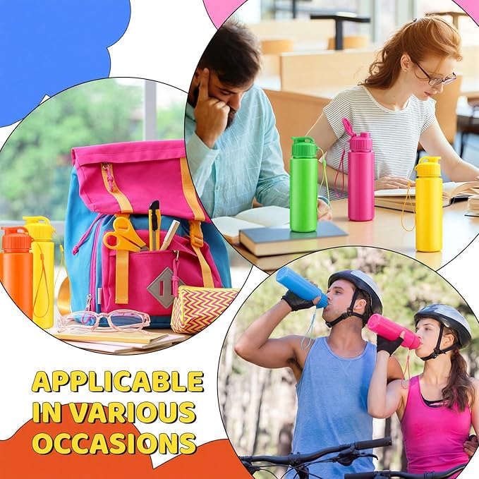 Domensi 50 Pieces Plastic Water Bottle Bulk 17 oz Sports Adults Reusable Large Water Bottles with Leak Proof Flip Top for Adults Fitness (Vivid Colors)