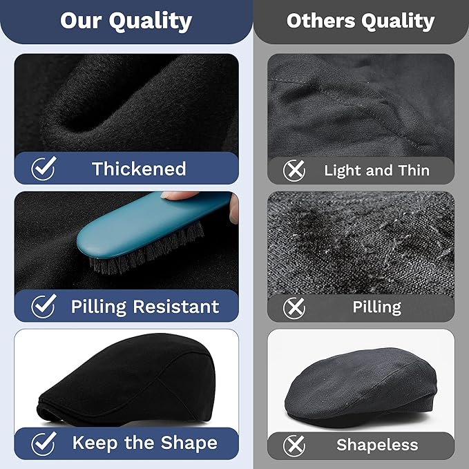 KUJUHA Newsboy Hats for Men Flat Irish Cabbie Ivy Gatsby Newsboy Driving Hat Hunting Cap Winter Hat