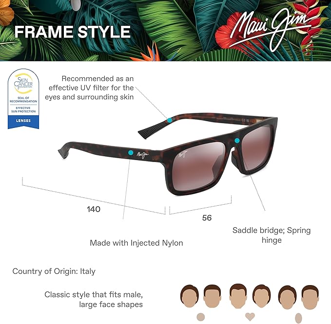 Maui Jim Polarized Men's and Women's Kenui Rectangular Sunglasses