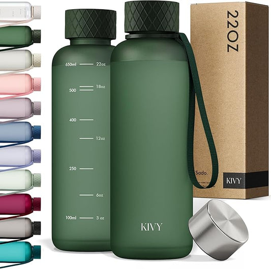 KIVY Slim Water Bottle 22oz [Lightweight & Shatterproof] - Reusable Tritan Water Bottle - Leak Proof Bottle for Women & Men - Water bottle no straw - Dishwasher Safe - BPA Free