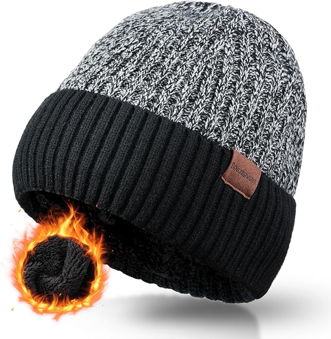 Winter Beanie Hat for Men Women: Warm Fleece Lined Beanie Knit Ski Stocking Cap Cuffed Cap for Cold Weather Running