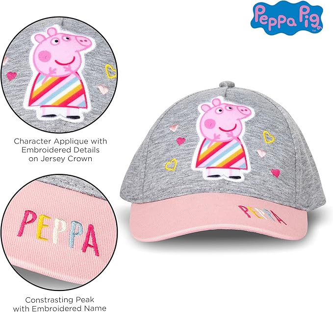 Hasbro Girls' Baseball Cap, Peppa Pig Adjustable Toddler Hat for Ages 2-4