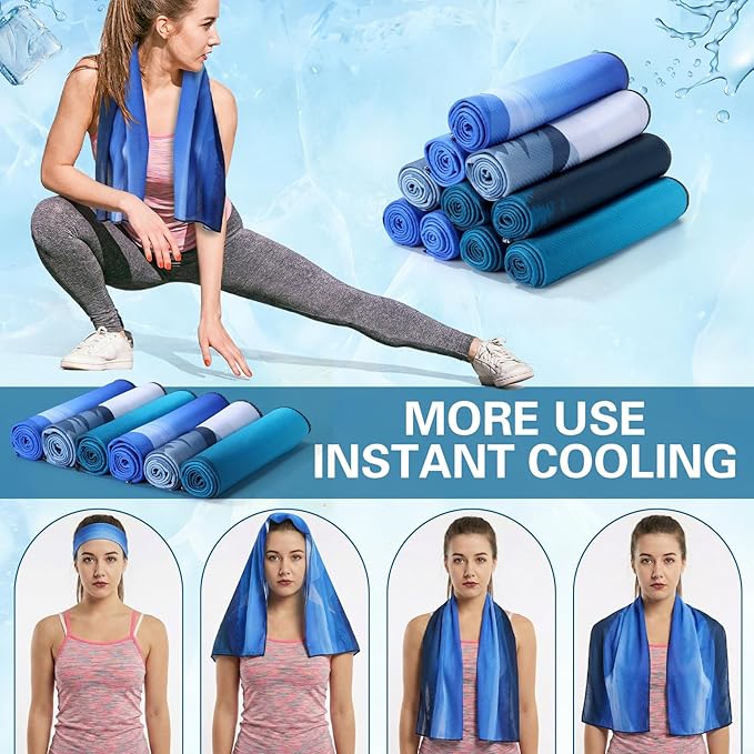 12 Pcs Cooling Towels for Neck and Face 40" x 12" Cooling Neck Wraps Ice Towel Breathable Soft Chilly Towel for Yoga, Sport, Running, Gym, Camping, Fitness, Party Favors, Team Gift