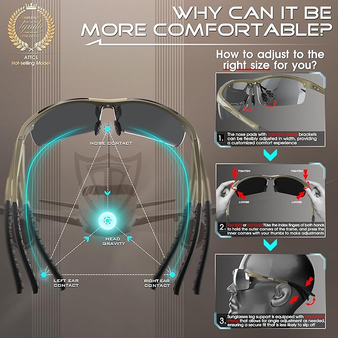 ATTCL Men's Fashion Driving Polarized Sunglasses for Men - Al-Mg metal Ultralight Frame