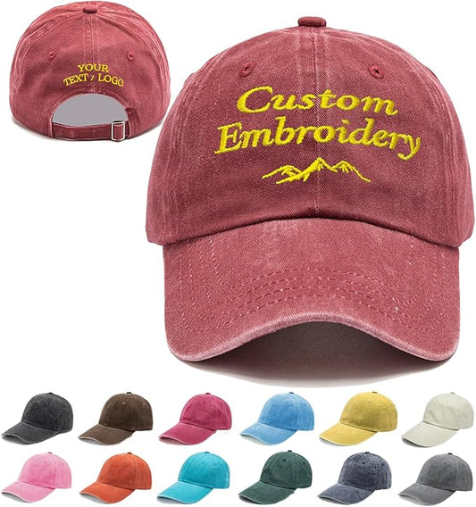 Custom Embroidered Hats, Personalized Embroidery Baseball Caps Add Your Logo Text Gift for Men Women