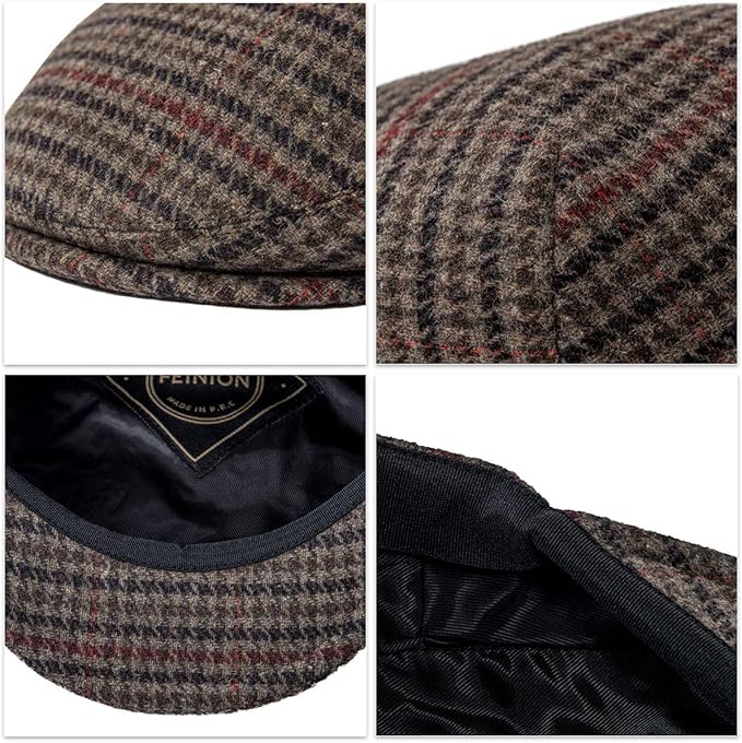 Men's Wool Tweed Newsboy Ivy Cap Gatsby Golf Flat Hat