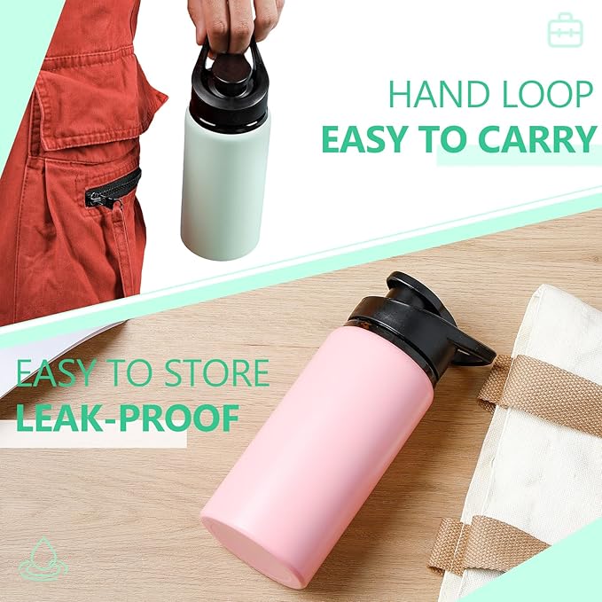 Domensi 6 Pack Aluminum Water Bottle Bulk Reusable Water Bottle, Lightweight Easy Carry Leakproof with Snap Lid Travel Bottles, for Gym Outdoor Sports Cycling Camping Fishing (17oz,Morandi Colors)