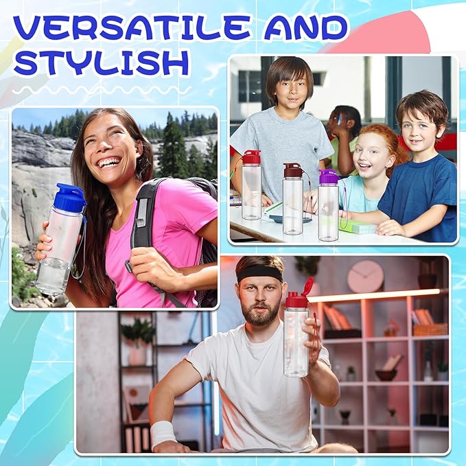 Mifoci 20 Pieces Water Bottle Bulk 17 oz Plastic Water Bottles Bulk Gym Sports Adults Reusable Large Bottles with Leak Proof Flip Top for Party Outdoor(Regular Style,Pastel Colors)