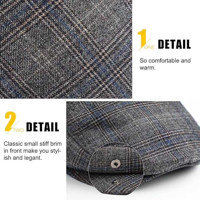 Sumolux Mens Newsboy Hat Flat Cap Gatsby Newsboy Lvy Irish Hats Driving Cabbie Hunting Cap