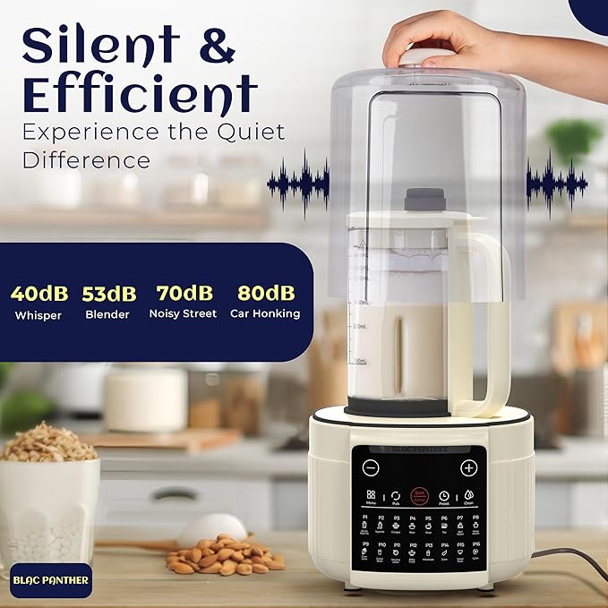 16-in-1 Blender & Nut Milk Maker, 50oz – Soy/Oat Milk, Plant-Based Milk, Milkshake, Soup Maker. 8 High-Speed Blades, Ultra-Quiet Noise Canceling, Auto Timer, Heat Insulation.