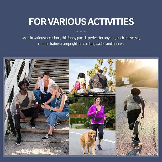 DAITET Crossbody Fanny Pack for Men&Women,Large Waist Bag & Hip Bum Bag with Adjustable Strap for Outdoors Workout Traveling Casual Running Hiking Cycling