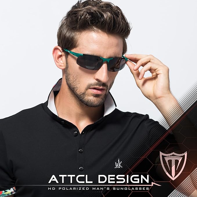 ATTCL Men's Fashion Driving Polarized Sunglasses for Men - Al-Mg metal Ultralight Frame