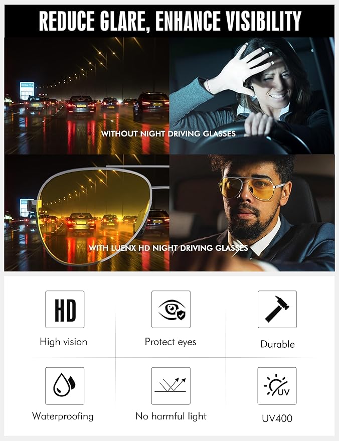 LUENX Aviator Sunglasses for Men Women Polarized - UV400 Protection, Stylish Shades, Driving, Outdoor Activities