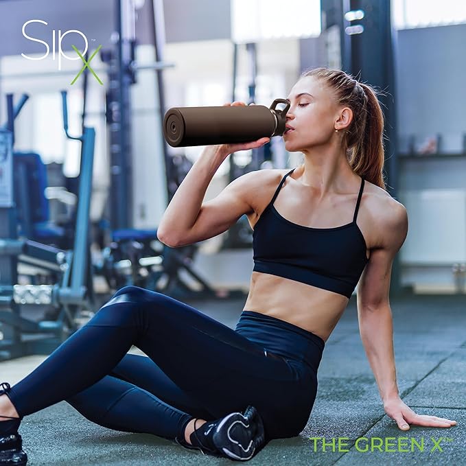 SIPX™ 40 oz Insulated Water Bottle with 3 Lids – Leakproof Stainless Steel, Triple Insulated – Cold 24 Hours/Hot 12 Hours – Durable Bottle for School, Gym, Travel – Black