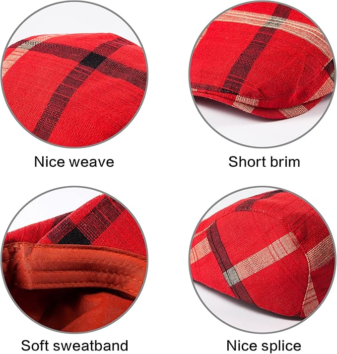 LADYBRO 2Pack Unisex Flat Cap Newsboy Hats for Men Women, Summer Casual Adjustable