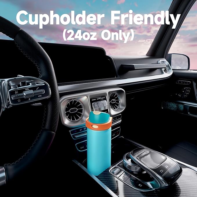 24 oz Insulated Water Bottle for Men: Meoky Stainless Steel Water Bottle with Straw and Spout Lid - Leak Proof, Cold for 24 Hours, Fits in Car Cup Holder, BPA-Free for Sports Travel, Summer Sweetness