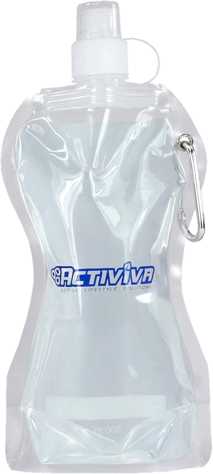 USA Merchant | Collapsible Reusable Water Bottle with Carabiner Clip Light Weight Leak Proof Foldable Drinking Water Bottle Non Toxic BPA Free - 16.9 oz 4 Pack (Pink, Purple, Red, Clear)