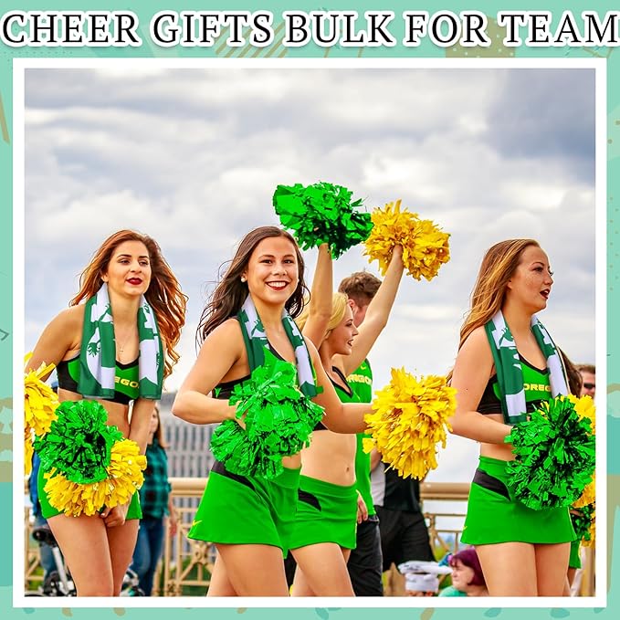 12 Pcs 12/24 Pcs Cheerleader Cooling Towel Cheer Gifts Bulk for Team Cheer Sports Gifts with Bags 40" x 12" Breathable Chilly Microfiber Cooling Towel for Yoga Sport Gym Party Favor (Green)