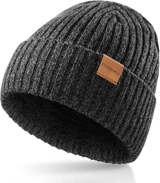 Winter Beanie Hat for Men Women: Warm Fleece Lined Beanie Knit Ski Stocking Cap Cuffed Cap for Cold Weather Running