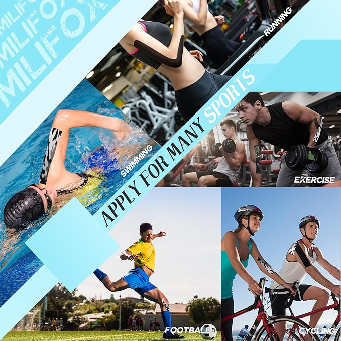 2 Rolls Kinesiology Tape, Waterproof Kinetic Tape 1.97 in x 16.4 ft, Uncut Cotton Elastic Athletic Strips for Knee, Shoulder, Ankle, Muscle Support (Black and Black Camouflage)