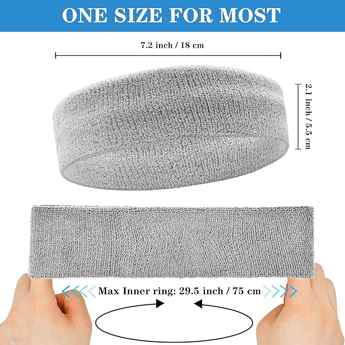 4 Pack Sweatbands Sports Headband for Men and Women, Moisture Wicking Athletic Workout Headband for Running, Tennis, Basketball, Yoga, Gym Stretchy Unisex Sweatband