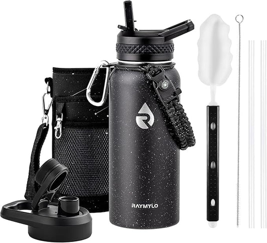 32oz Insulated Water Bottle, Triple Wall Vacuum Stainless Steel Water Bottles - Keeps Cold 48H, Reusable Metal water flask Jug for Gym, Sports, Camping, Hiking,Travel, Starry Sky-Black