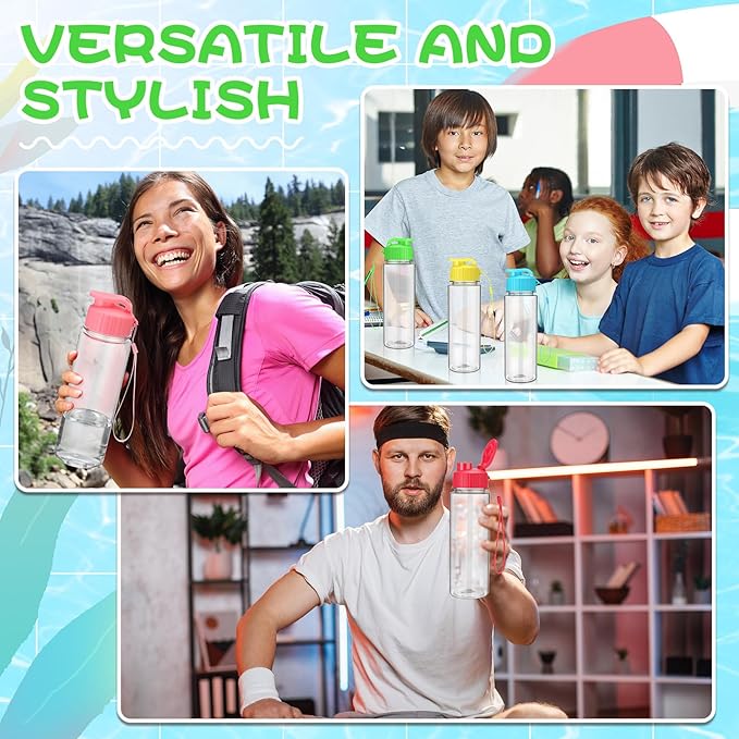 Mifoci 20 Pieces Water Bottle Bulk 17 oz Plastic Water Bottles Bulk Gym Sports Adults Reusable Large Bottles with Leak Proof Flip Top for Party Outdoor(Regular Style,Stylish Colors)