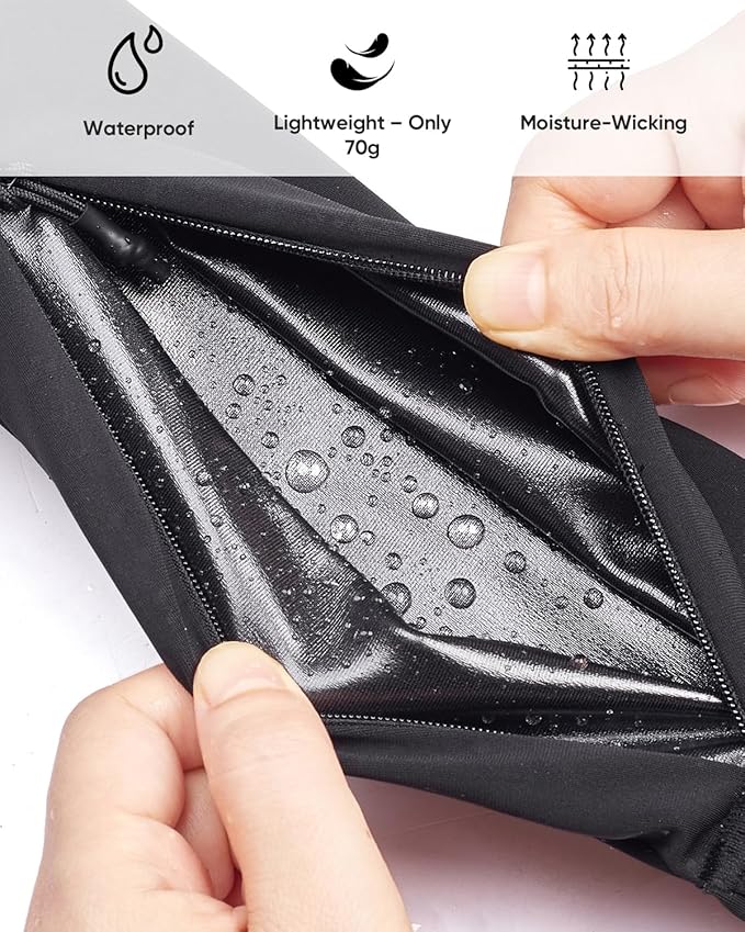 Running Belt with 400ml Soft Flask, Extension Strap & Phone Holder, Adjustable Running Fanny Pack with Gym Towel, Waterproof Belt Bag for Women Men for Jogging Marathon (Black, Large)