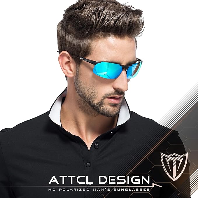 ATTCL Men's Fashion Driving Polarized Sunglasses for Men - Al-Mg metal Ultralight Frame