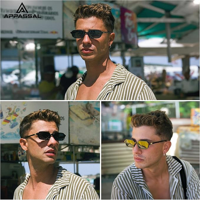 Retro Rectangular Sunglasses for Women Vintage Fashion Trendy Funny Small 90s Square Sunnies 2025 AP3698