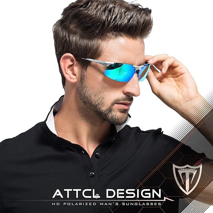 ATTCL Men's Fashion Driving Polarized Sunglasses for Men - Al-Mg metal Ultralight Frame
