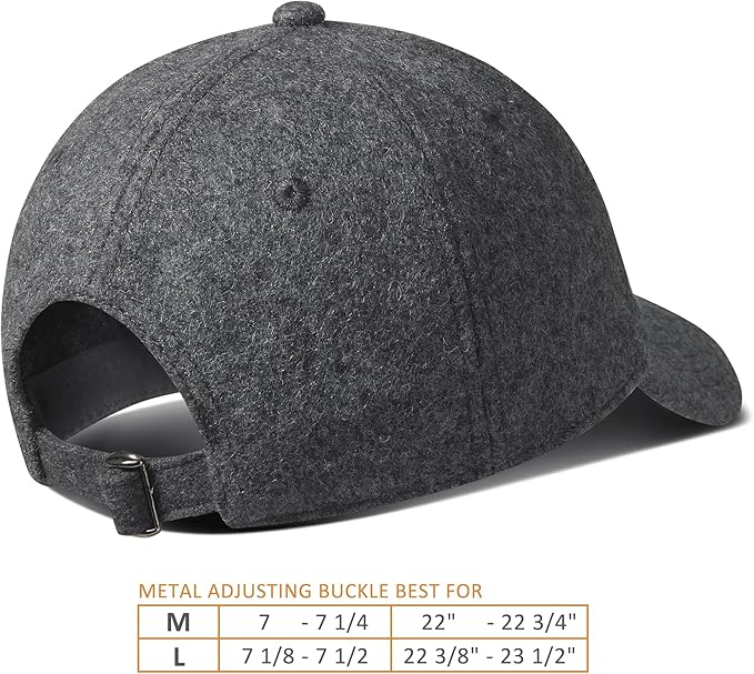 GADIEMKENSD Unstructured Wool Baseball Caps Winter Warm Hat Adjustable