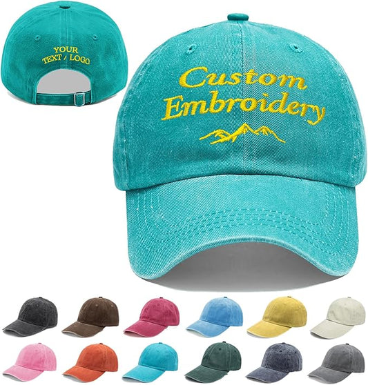 Custom Embroidered Hats, Personalized Embroidery Baseball Caps Add Your Logo Text Gift for Men Women
