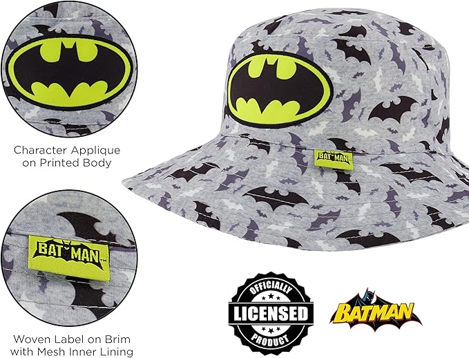 DC Comics Bucket Baseball Cap, Batman Toddler Sun Hat for Ages 2-4
