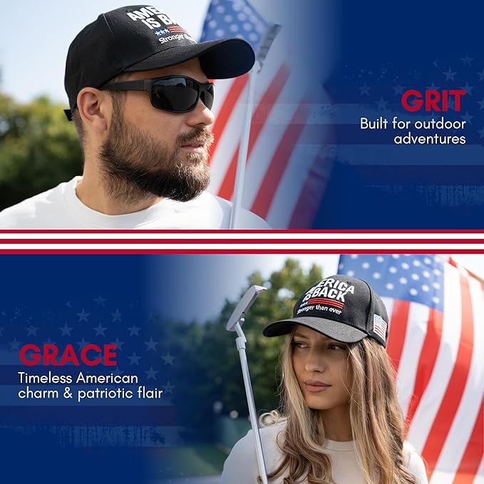 Zadin American Flag Hat for Men Women, USA Hats Baseball Cap, Patriotic Caps Outfit Accessories, Trucker Apparel