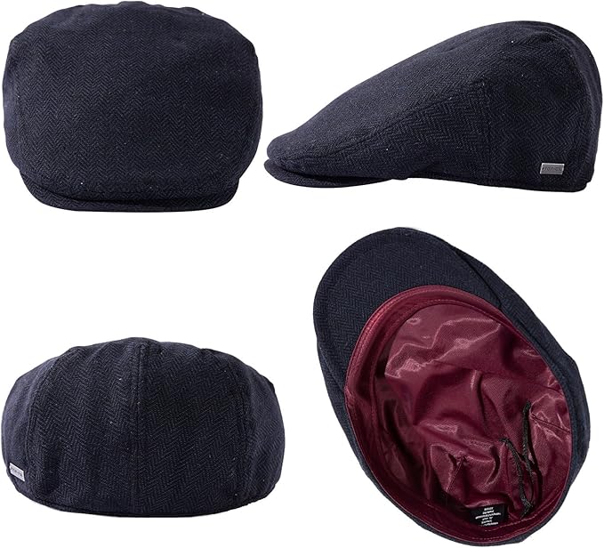 TOP-EX XL/XXL Wool Tweed Newsboy Flat Cap for Men Winter Fashion Ivy Cap Gatsby Golf Hat Satin Lined