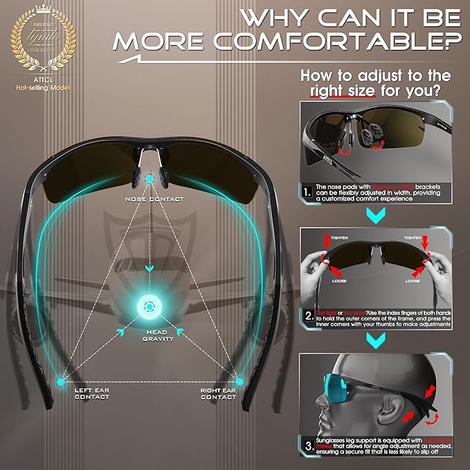 ATTCL Men's Fashion Driving Polarized Sunglasses for Men - Al-Mg metal Ultralight Frame