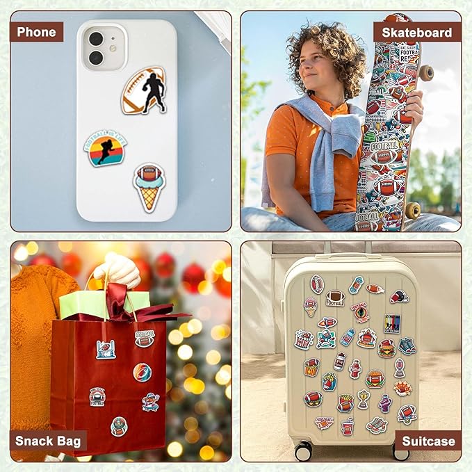 Football Water Bottles for Boys 18 oz and 100 PCS Football Stickers Sports Insulated Stainless Steel Water Bottle Footballs Accessories Stuff Gear Gifts For 8-12 12-14 Player