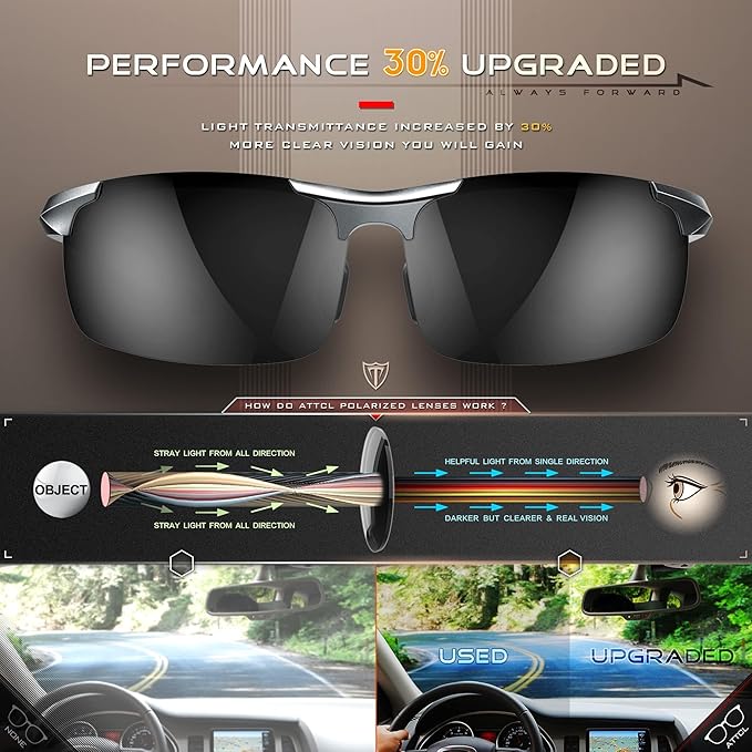 ATTCL Men's Fashion Driving Polarized Sunglasses for Men - Al-Mg metal Ultralight Frame