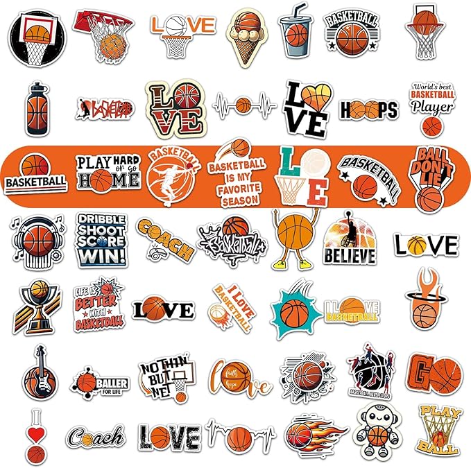 Basketball Water Bottles for Boys 32 oz and 100 PCS Basketball Stickers Sports Insulated Stainless Steel Water Bottle Basketballs Accessories Stuff Gear Gifts For 8-12 12-14 Player