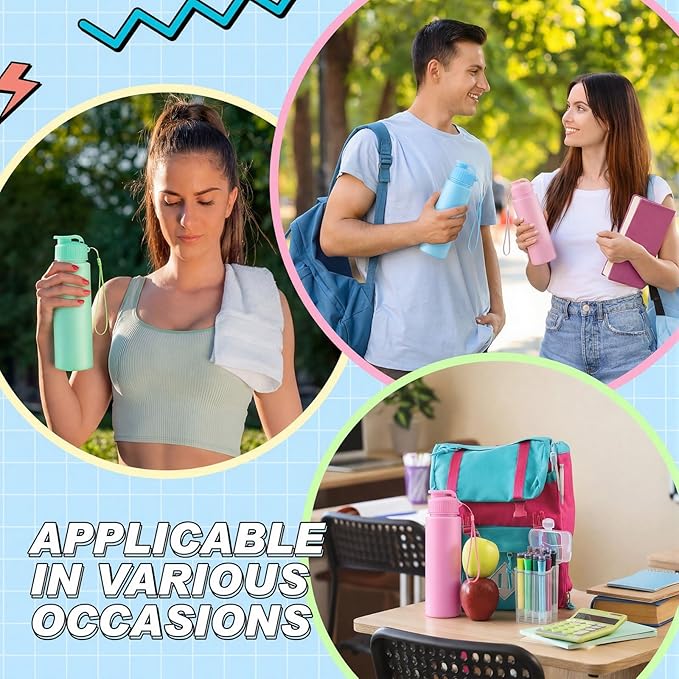 Domensi 50 Pieces Plastic Water Bottle Bulk 17 oz Sports Adults Reusable Large Water Bottles with Leak Proof Flip Top for Adults Fitness (Solid Pastel)