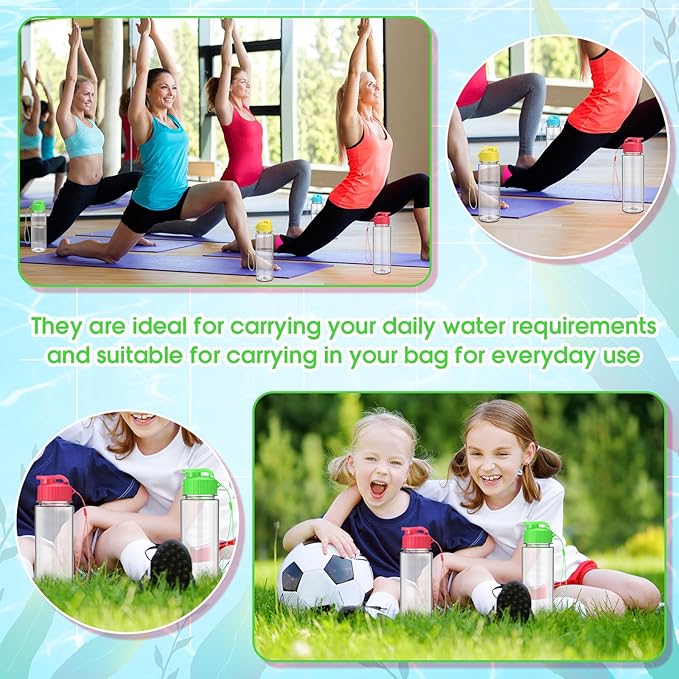 Mifoci 20 Pieces Water Bottle Bulk 17 oz Plastic Water Bottles Bulk Gym Sports Adults Reusable Large Bottles with Leak Proof Flip Top for Party Outdoor(Regular Style,Stylish Colors)