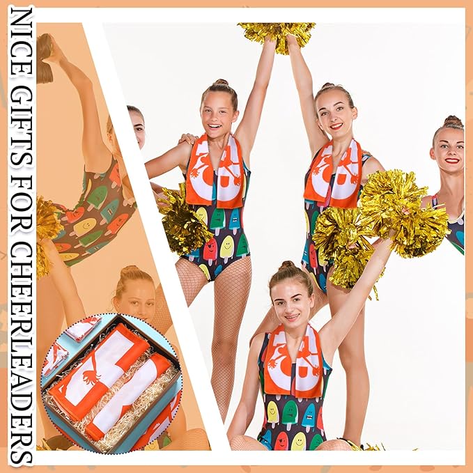 12 Pcs 12/24 Pcs Cheerleader Cooling Towel Cheer Gifts Bulk for Team Cheer Sports Gifts with Bags 40" x 12" Breathable Chilly Microfiber Cooling Towel for Yoga Sport Gym Party Favor (Orange)