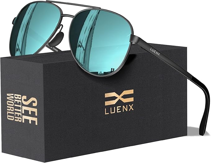 LUENX Aviator Sunglasses for Men Women Polarized - UV400 Protection, Stylish Shades, Driving, Outdoor Activities