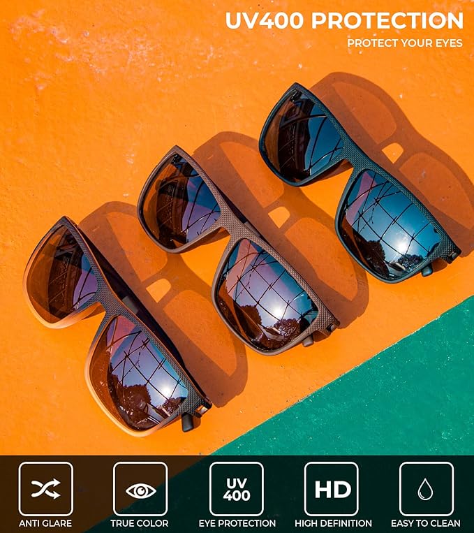 KALIYADI Polarized Sunglasses for Men, Lightweight Sun Glasses with UV Protection for Driving Fishing Golf