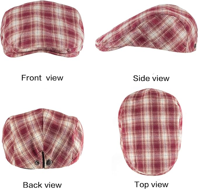 LADYBRO 2Pack Unisex Flat Cap Newsboy Hats for Men Women, Summer Casual Adjustable